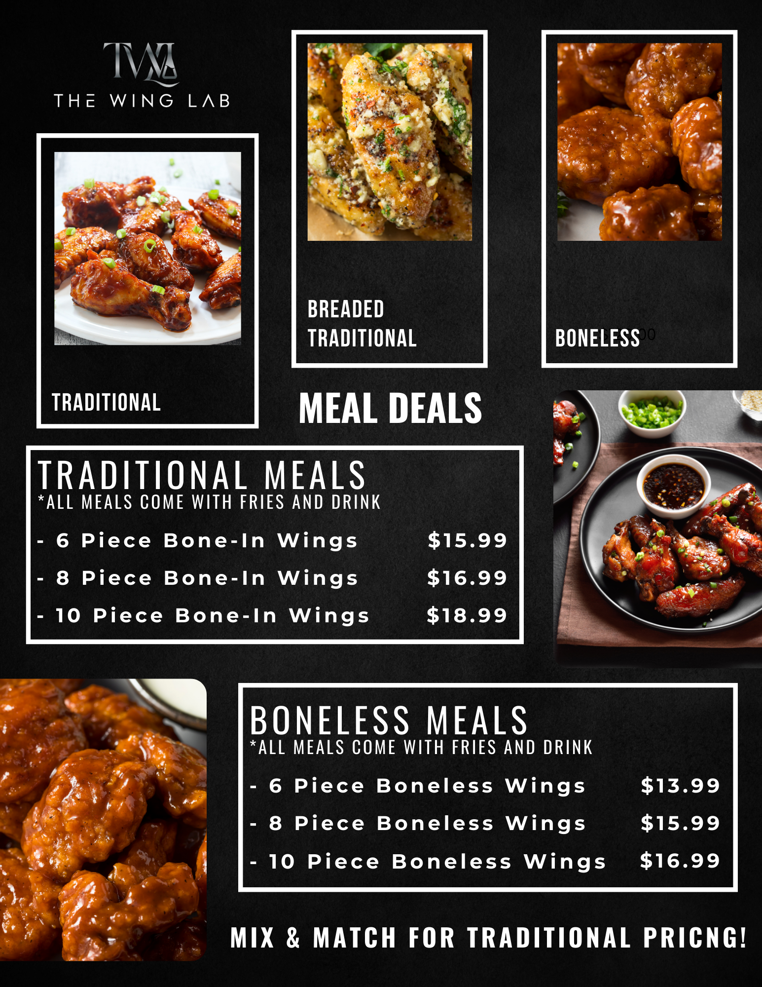 The Wing Lab Menu